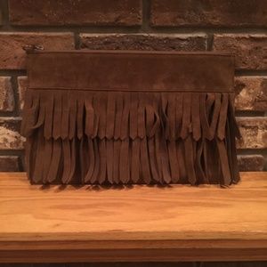 NWT Madewell Brown Suede Fringe Clutch